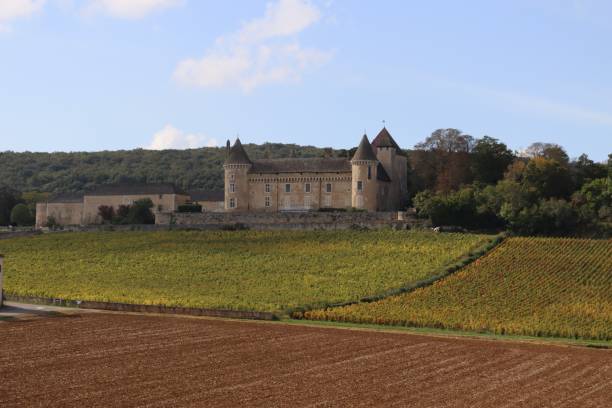 Chateauneuf, France, April 17, 2022. the Chateau de Chateauneuf-en-Auxois is a fortress, typical of 15th century Burgundian military architecture