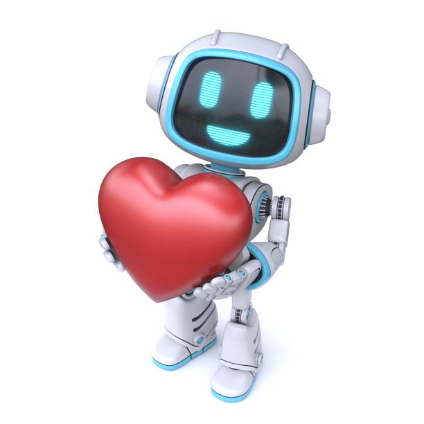 istock Cute blue robot giving a heart 3D 1347875034