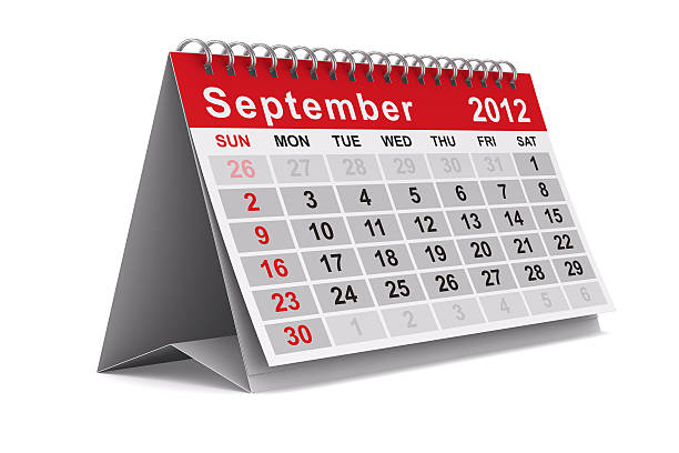 календарь 2012 года. сентября. изолированные 3d изображение - september calendar 2012 three dimensional shape стоковые фото и изображения