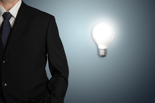 Businessman creative bright idea innovation business leadership
