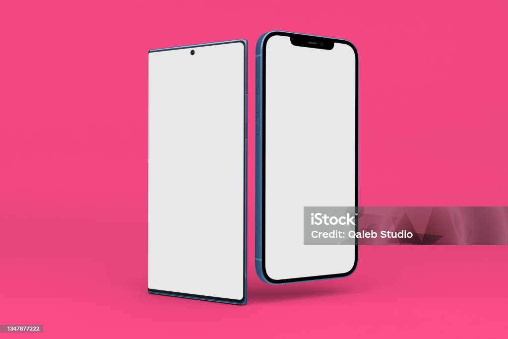 Smart Phones V.1 Smart Phones V.1 With Pink Background Brand Name Smart Phone Stock Photo
