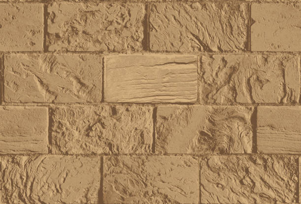 오래된 갈색 벽돌 벽이있는 매끄러운 패턴 - 사암 stock illustrations