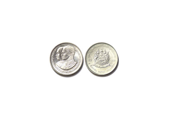 istock Coins of Thailand isotated on white background 1347881442