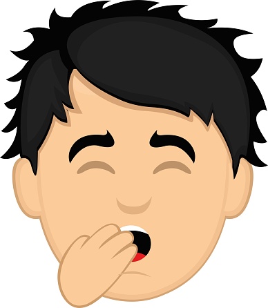 Vector Emoticon Illustration Cartoon Of A Mans Head With A Tired Expression  Yawning Covering His Mouth With His Hand Stock Illustration - Download  Image Now - iStock