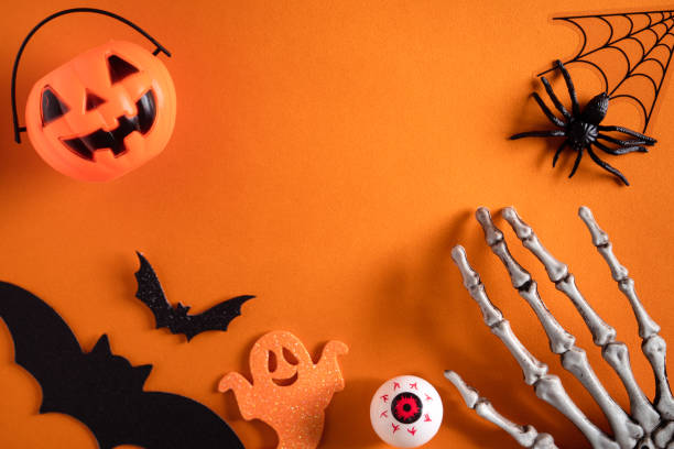 istock Top view of creative Halloween concept background. 1347884581