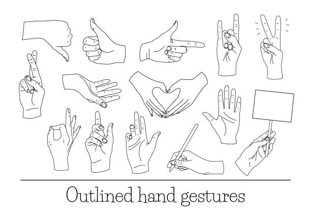 Cross Out Line Hand Fingers Crossed Line Drawing Illustrations, Royalty-Free Vector ...