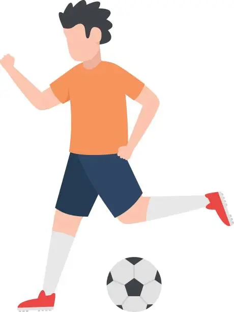 Vector illustration of Playing Football Concept, Work Life Balance Vector Color Icon Design, Free time activities Symbol, Extracurricular activity Sign, hobbies interests Stock Illustration