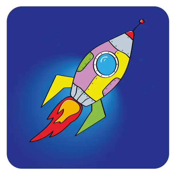 Vector illustration of Rocket launch. New project start up concept in flat design style. Vector illustration - Vektorgrafik