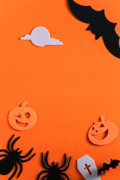 istock Top view of creative Halloween concept background with copy space. 1347890117