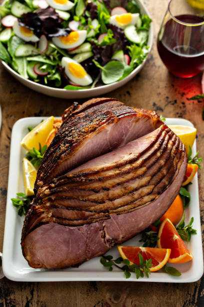 istock Brown sugar glazed spiral cut ham 1347890582