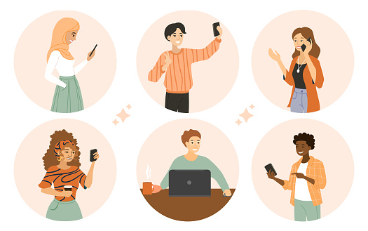 Devices Humans Use People Use Devices Stock Illustration - Download Image Now ...