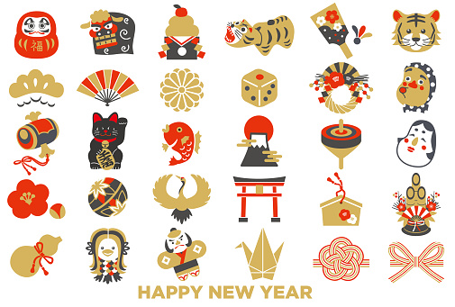 Japanese New Year Icon Illustration Material
