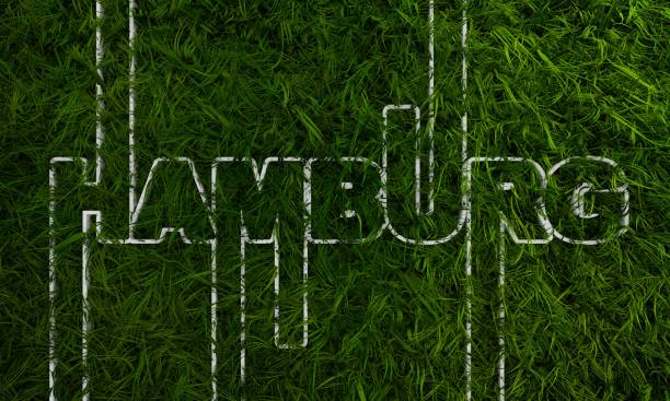 istock Hamburg city name in geometry style design with green grass 1347894492