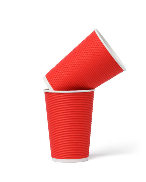 istock red corrugated paper cup isolated on white background. Container for drinks 1347895034