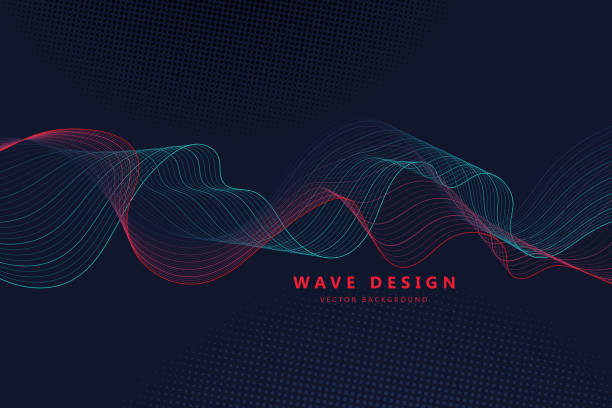 яркий плакат с динамическими волнами. - backgrounds abstract swirl fractal stock illustrations