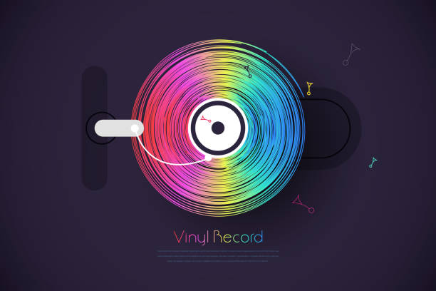 Retro Vinyl Music Poster Clip Art Vector Illustration of a Template Retro Vinyl Music Poster Clip Art soundcard stock illustrations