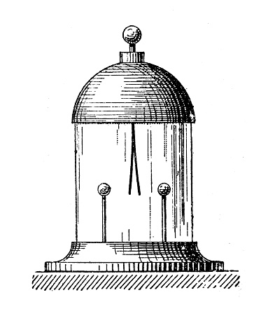 Antique illustration: electricity experiment electroscope