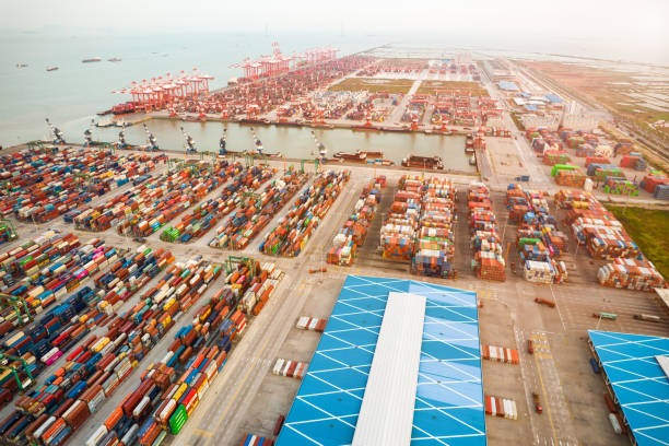 istock Aerial view of commericial dock 1347902441