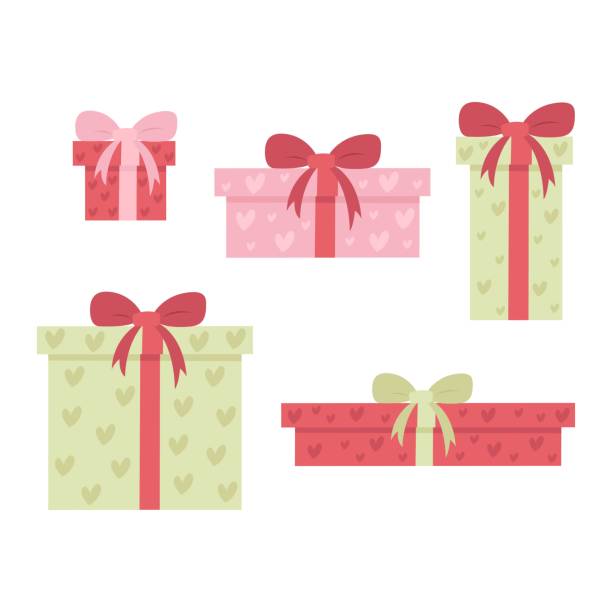 ilustrações de stock, clip art, desenhos animados e ícones de christmas gift illustration - birthday present christmas pink white background