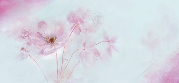 Picture water colour, Set of three flowers of hand painted watercolors. Red flowers, purple, yellow.