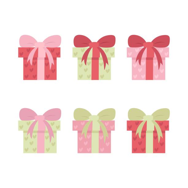 ilustraciones, imágenes clip art, dibujos animados e iconos de stock de ilustración de regalo de navidad - birthday present christmas pink white background