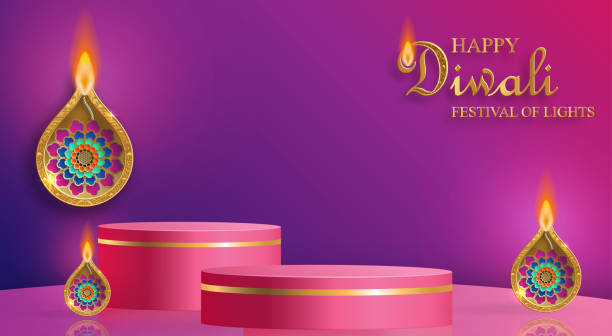 istock Podium round stage style for Diwali, Deepavali or Dipavali 1347904637