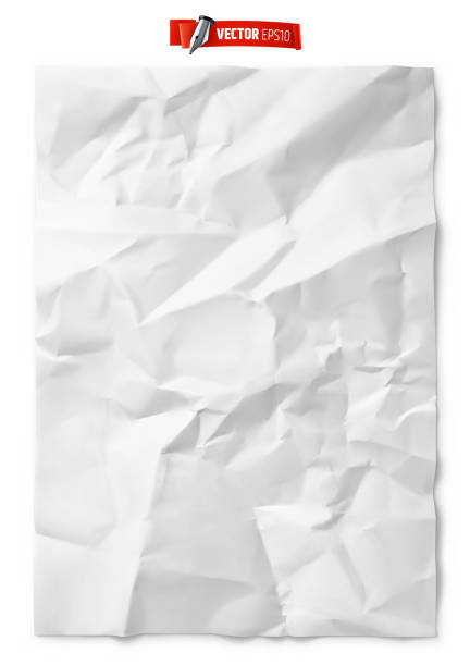 벡터 사실적 구겨진 용지 - paper crumpled wrinkled white stock illustrations