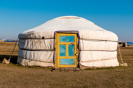 Mongolian Nomad Ger , Yurt in the middle of Pasture