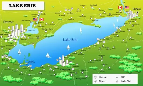 Vector illustration of Lake Erie