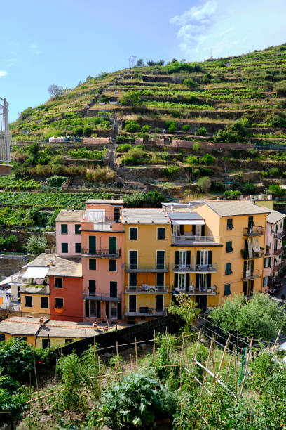 una vista del parque nacional de cinqueterre - european culture riomaggiore europe night fotografías e imágenes de stock