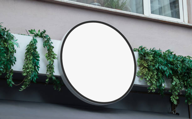 istock Signboard mockup, advertising template, empty frame copy space, logo and text. Modern signage flat style. 1347915428
