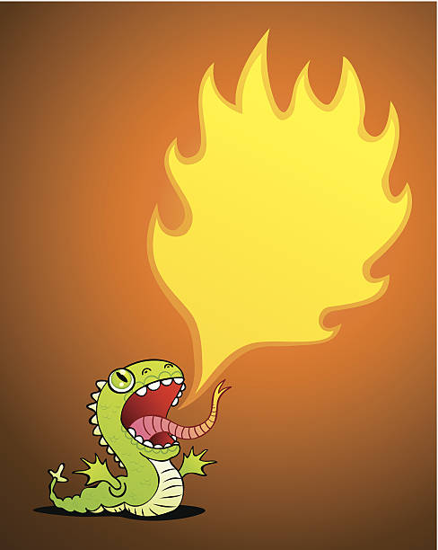 illustrations, cliparts, dessins animés et icônes de dragon spewing flames - fire illustration and painting dragon art