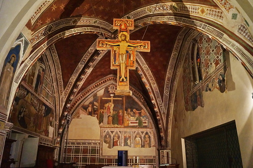 Interior of the basilica of Santa Chiara in Assisi, Italy