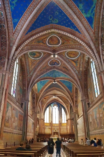 Interior of the upper basilica of San Francesco in Assisi, Italy