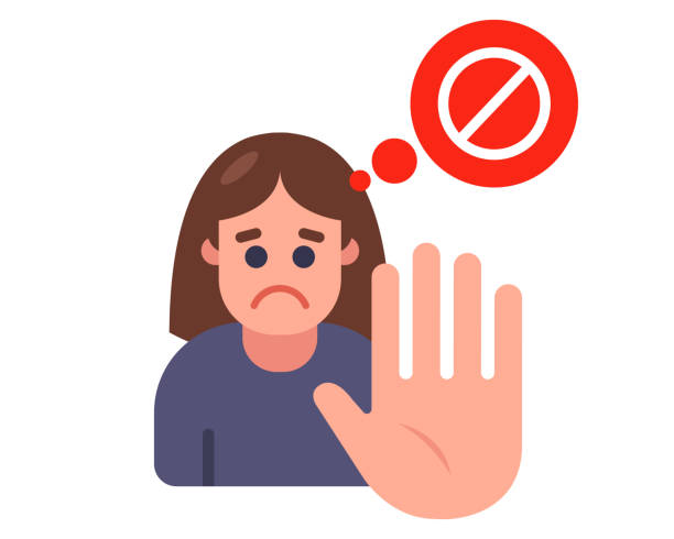 illustrations, cliparts, dessins animés et icônes de signe d’une fille qui montre un geste de la main stop - sexual violence