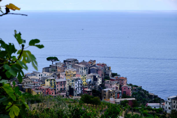 blick auf den nationalpark cinqueterre - european culture riomaggiore europe night stock-fotos und bilder