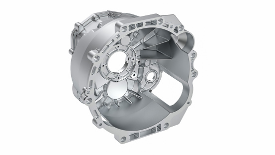 3d illustration of gearbox housing.  Die casting gearbox housing. Automotive industry.