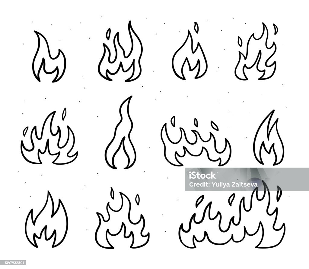 Ilustração de ícone de fogo desenhado à mão