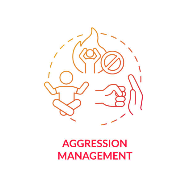 Aggression management concept icon Aggression management concept icon. Parenting tip for ADHD abstract idea thin line illustration. Children emotion regulation. Cultivating emotional resilience. Vector isolated outline color drawing angry general manager stock illustrations