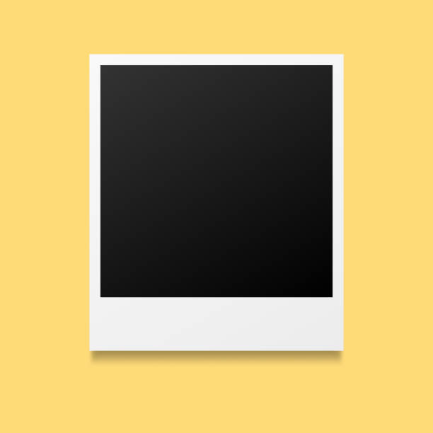 Blank photo frame template with shadow effect isolated on yellow background. Fully customizable vector photo frame mockup design. Collage concept. EPS 10 vector illustration. Blank photo frame template with shadow effect isolated on yellow background. Fully customizable vector photo frame mockup design. Collage concept. EPS 10 vector illustration. polaroid texture stock illustrations