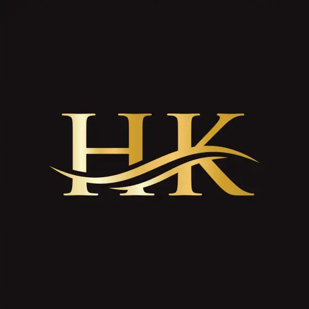 Vector illustration of Modern HK Logo Design for business and company identity. Creative HK letter with luxury concept.