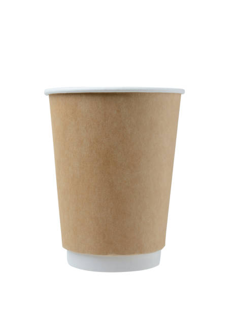 istock Disposable paper cup on a white background, close-up 1347939459