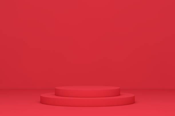 istock 3D Red Stands, Product Stand, Blank Scene 1347942348