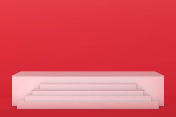 istock 3D Red Stands, Product Stand, Blank Scene 1347942363