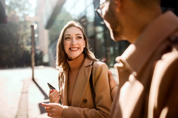 istock Smiling Business people going to work in morning 1347942390