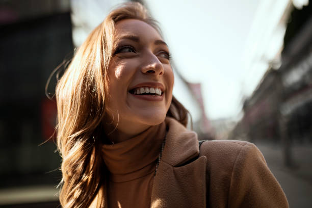 istock Carefree businesswoman going to work 1347942440