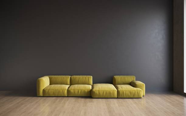 istock Comfortable sofa with pillows in the interior of a spacious living room. 1347943021
