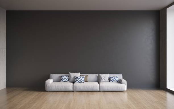 istock Comfortable sofa with pillows in the interior of a spacious living room. 1347943035