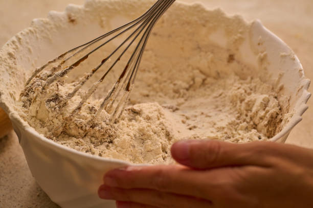 mixing mix for christmas gingerbread man cooking dough mix