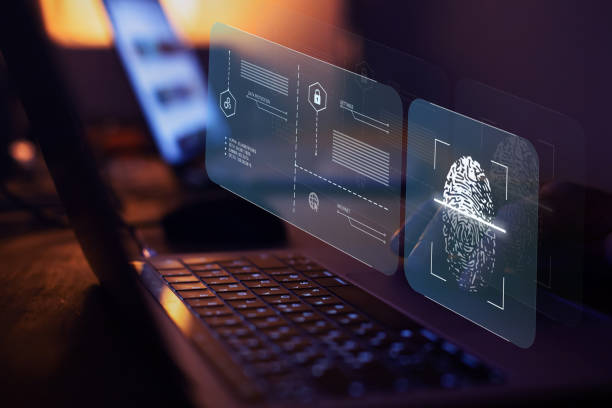 cyber security, login with fingerprint stock photo